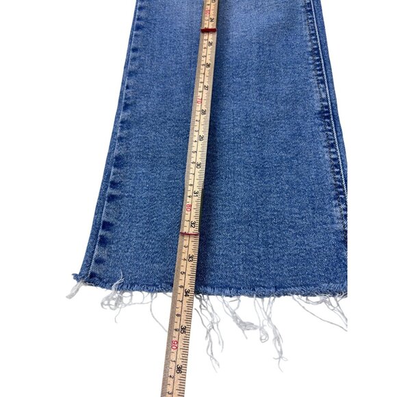 MNG Sienna Womens Wide-Leg Frayed Hem Blue Denim Jeans EUR 36 USA 4 - Picture 6 of 11